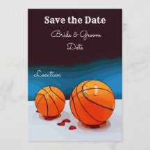 Basketballhochzeit mit Liebe auf blauem Hintergrun
