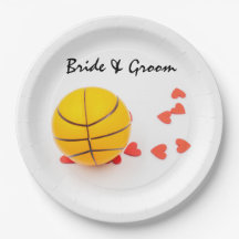Basketballhochzeit mit Liebe-Rot-Herz auf Weiß