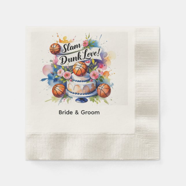 Basketballhochzeit Serviette (Vorderseite)