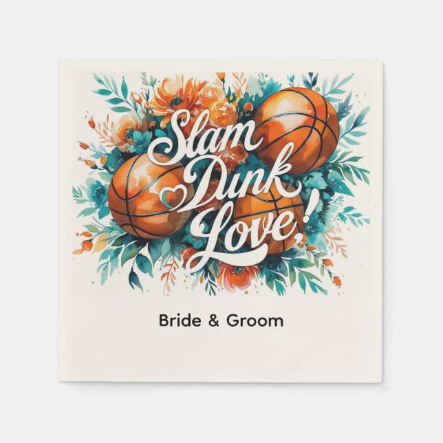 Basketballhochzeit Serviette (Vorderseite)