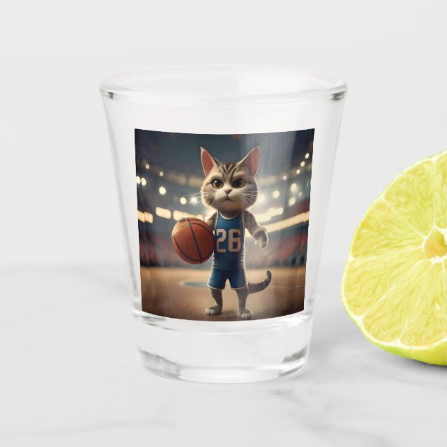Basketballkatze, Schnapsglas (Vorderseite)