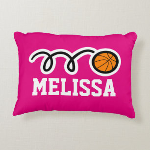 Basketballkissen für personalisierte Pink-Girls Zierkissen