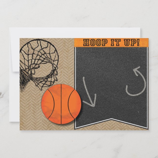 Basketballkorb-Tafel-Orangen-Einladung Einladung (Vorderseite)