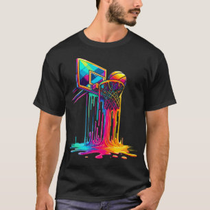Basketballkorb tropft Farbige Spritzer Basketbal T-Shirt