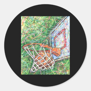 Basketballkorb und Netz Runder Aufkleber