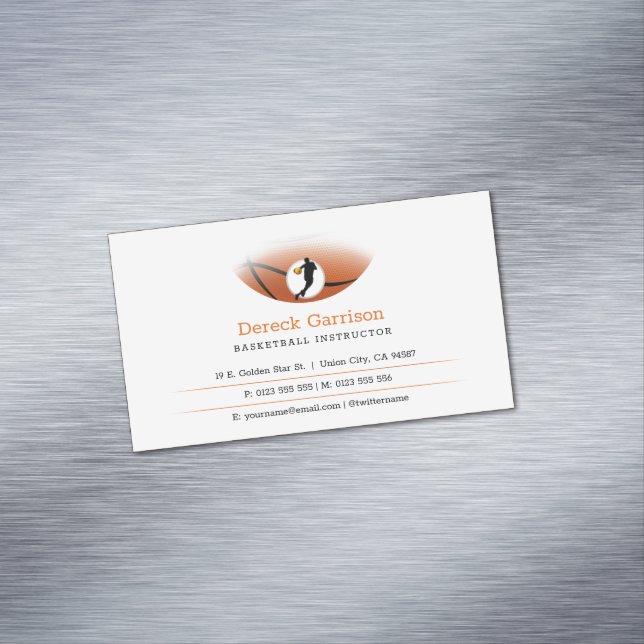 Basketballlehrer | Coach | Ausbilder Magnetische Visitenkarte (Beispiel)
