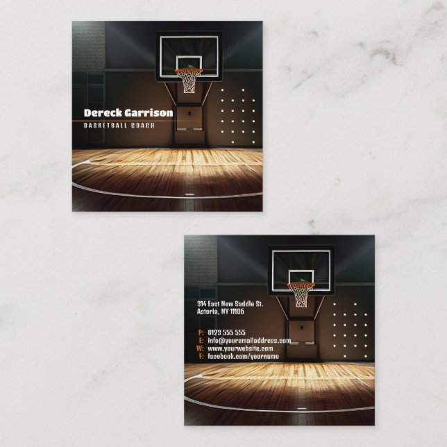 Basketballlehrer | Coach | Ausbilder Quadratische Visitenkarte (Vorne/Hinten)