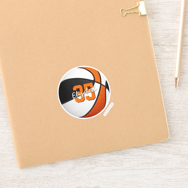 Basketballmannschaft in schwarz-orange Gastgeschen Aufkleber (Notizbuch)