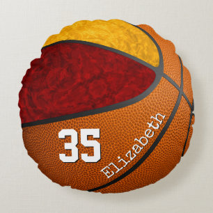 Basketballmannschaft von Maroon-Gelben-Mädchen fär Rundes Kissen