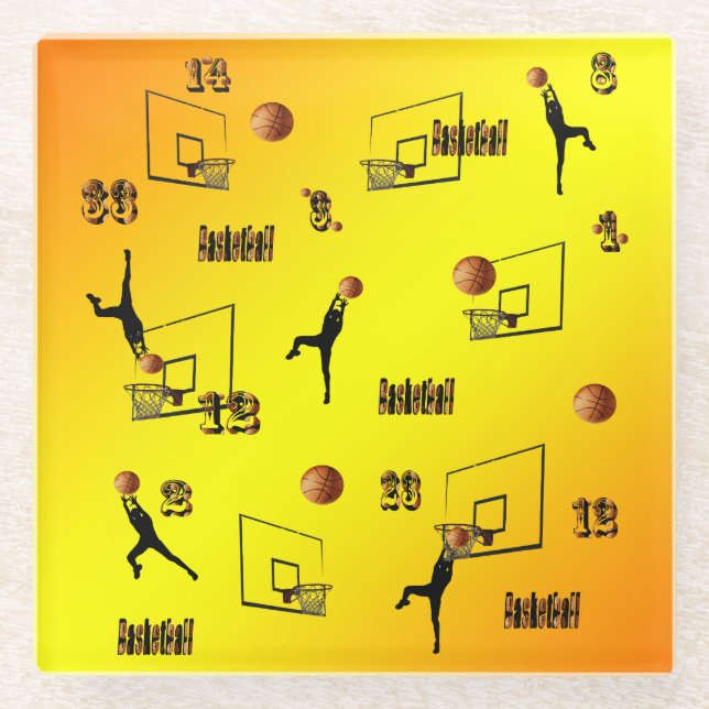Basketballmuster Glasuntersetzer (Vorderseite)