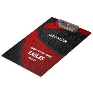 Basketballname in schwarz roter Mannschaftsfarbe Klemmbrett
