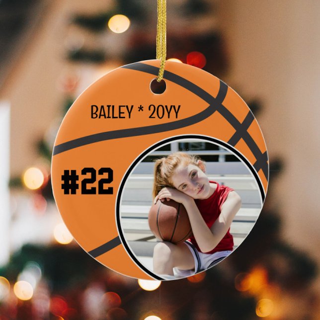Basketballname Jersey Nummer Foto Keepake Keramik Ornament (Von Creator hochgeladen)