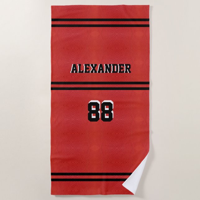 Basketballname und Jersey-Nummer Strandtuch (Vorderseite)