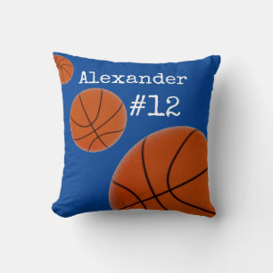 Basketballname und Nummer Blauer Hintergrund Kissen