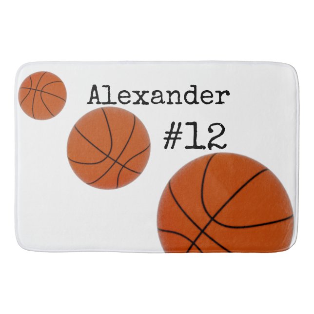 Basketballname und -nummer Weißer Hintergrund Badematte (Vorderseite)