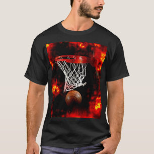 Basketballnetz, Ball & Flames T-Shirt