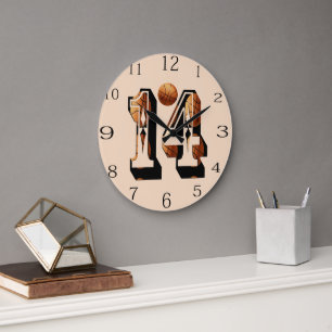 Basketballnummer 14 aus Basketballkörben, Große Wanduhr