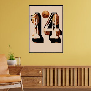 Basketballnummer 14 aus Basketballkörben, Poster