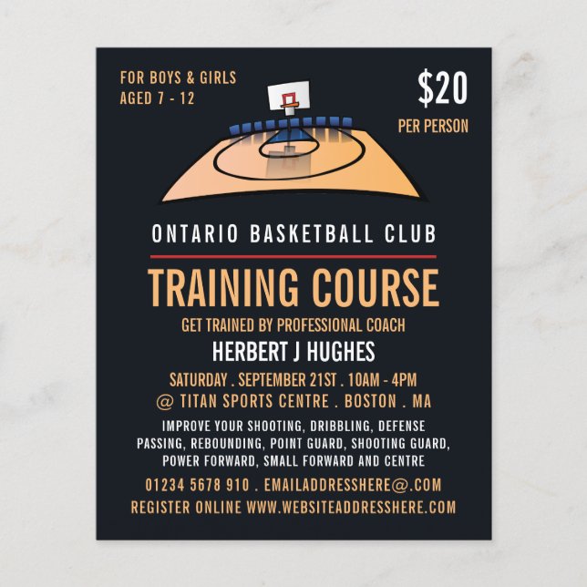 Basketballplatz, Basketballtrainingskurs Flyer (Vorne)