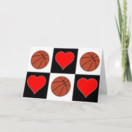 Basketballs & Herz Niedliches Schachbrett Muster G Karte
