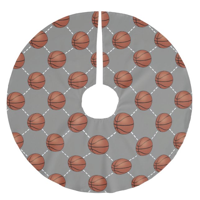 Basketballs und Hofbaumrock Polyester Weihnachtsbaumdecke (Vorderseite)