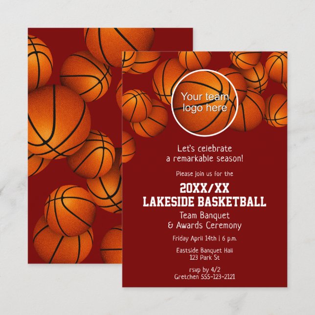 Basketballsaison Ende der Saison JE Farbe Einladung (Vorne/Hinten)
