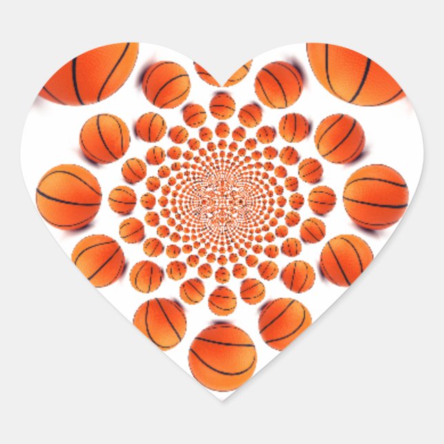 Basketballspiel: Court Vision Kaleida Herz-Aufkleber (Vorderseite)