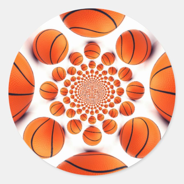 Basketballspiel: Court Vision Kaleida Runder Aufkleber (Vorderseite)
