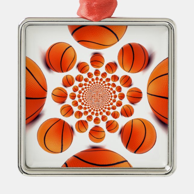 Basketballspiel: Court Vision Kaleida Silbernes Ornament (Vorne)