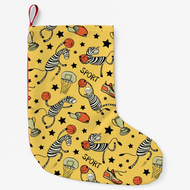 Basketballspiel nahtlos mit Doodle niedlich Kleiner Weihnachtsstrumpf (Vorderseite)