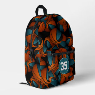 Basketballspieler aquamarine schwarze Mannschaftsf Bedruckter Rucksack