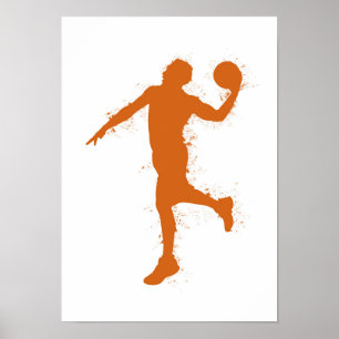 Basketballspieler - Aquarell auf weißem Hintergrun Poster