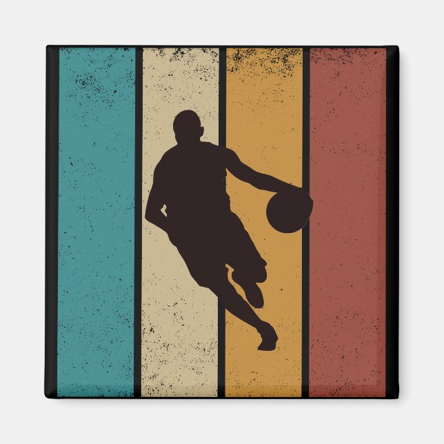 Basketballspieler, der im Vintagen Retro-Stil trei Magnet (Vorne)