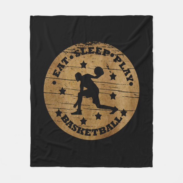 Basketballspieler, der Vintagen Retro-Sonnenunterg Fleecedecke (Vorderseite)