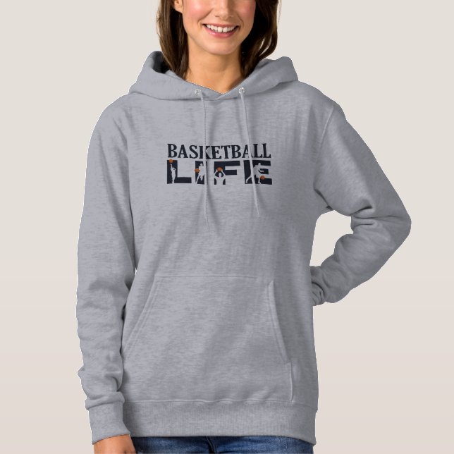 Basketballspieler, die mit orangefarbenem Ball tre Hoodie (Vorderseite)