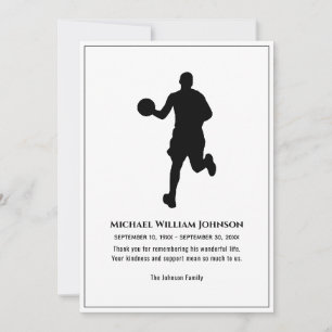Basketballspieler für die Beerdigungsdenkmal Schwa Dankeskarte