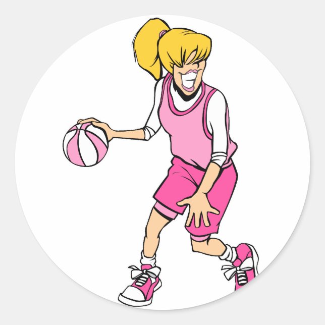 Basketballspieler für Mädchen Runder Aufkleber (Vorderseite)