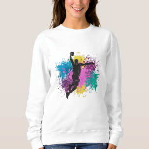 Basketballspieler Grungy Farbspritzer Sweatshirt
