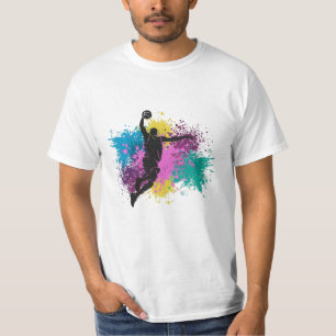 Basketballspieler Grungy Farbspritzer T-Shirt
