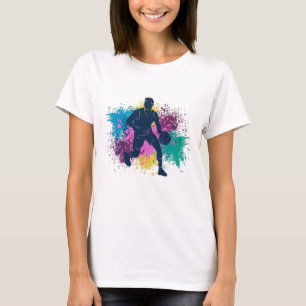 Basketballspieler Grungy Farbspritzer T-Shirt