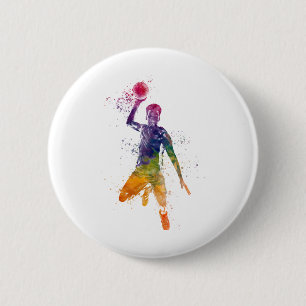 Basketballspieler in Aquarell Button