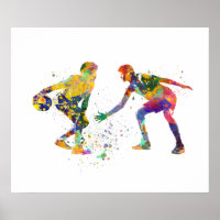Basketballspieler in Aquarellfarbe