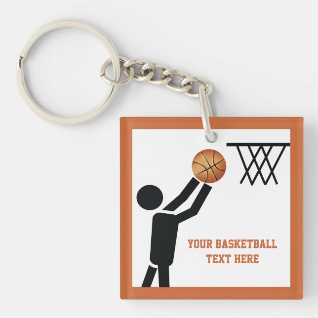 Basketballspieler nach Ball Schlüsselanhänger (Vorderseite)