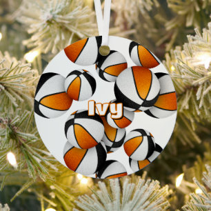 Basketballspieler Name Schwarz-Orange Mannschaftsf Ornament Aus Metall