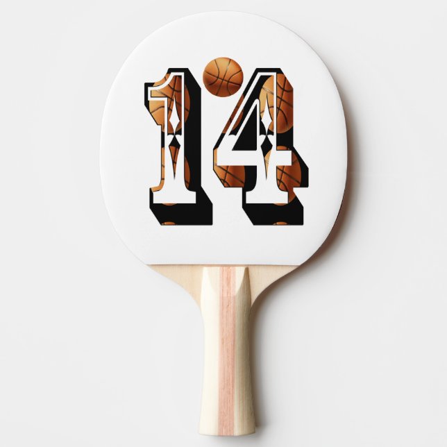 Basketballspieler Nummer 14 Bildlogo, Tischtennis Schläger (Vorderseite)