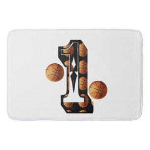 Basketballspieler Nummer eins mit Basketball, Badematte