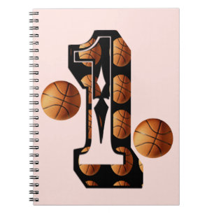 Basketballspieler Nummer eins mit Basketball, Notizblock