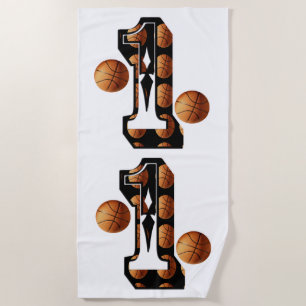 Basketballspieler Nummer eins mit Basketball, Strandtuch