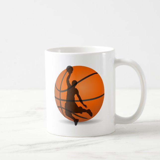 Basketballspieler Silhouette Pop Kunst Kaffeetasse (Rechts)