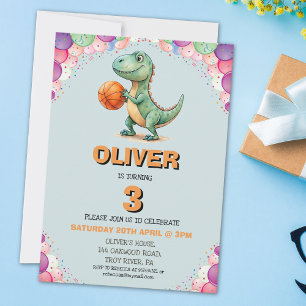 Basketballspieler T-Rex Geburtstag Einladung